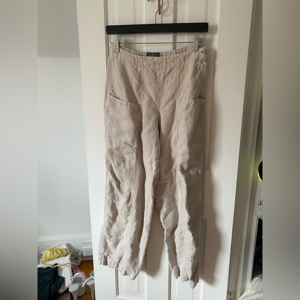 Grey linen cargo style pants by oska